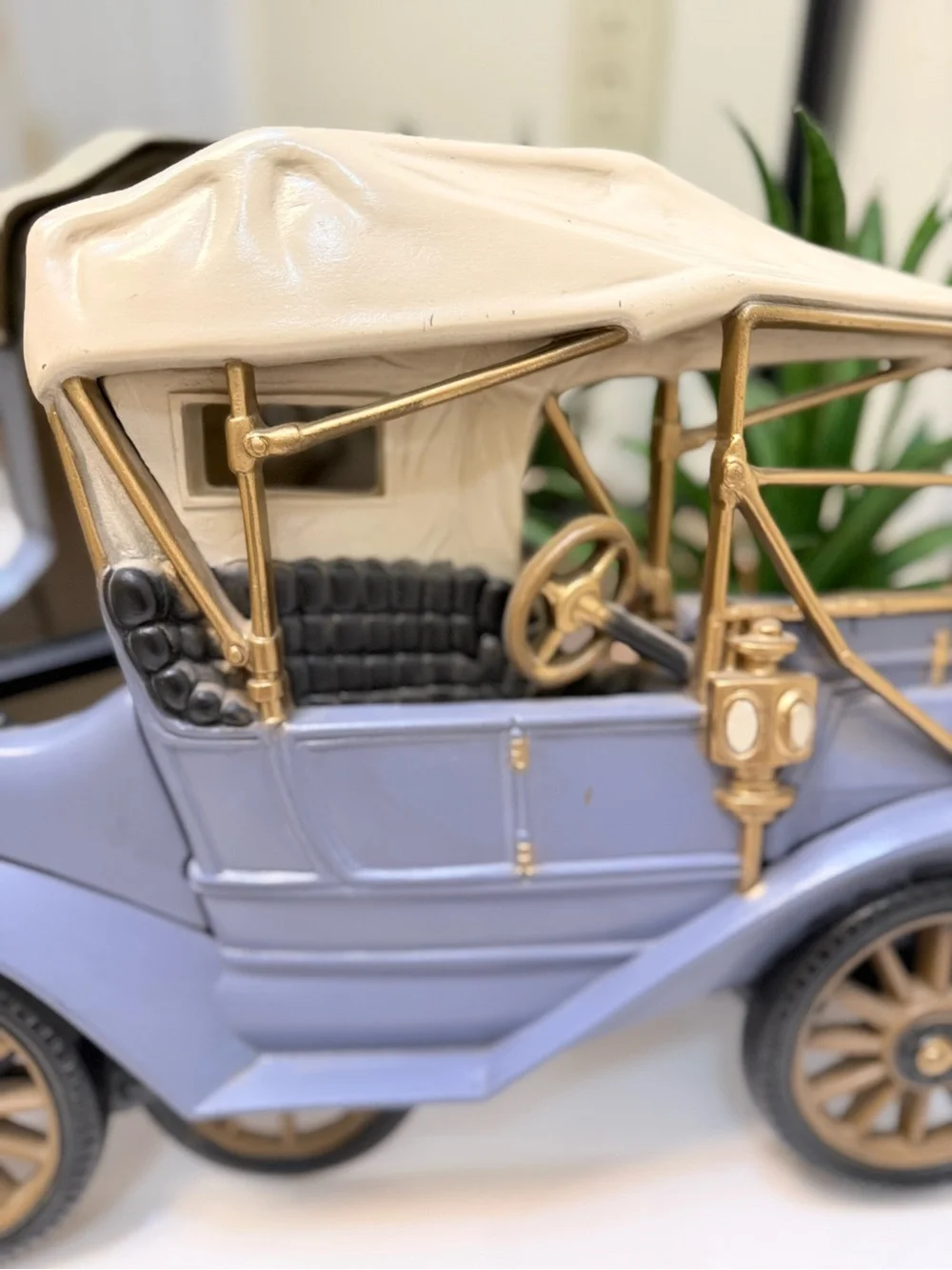 Vintage 1977 Burwood Products Model T Blue Car Wall Hanging Decor Plaque
